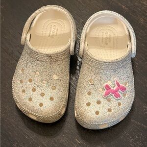 Toddler Glitter Croc Clogs with Pink Balloon Dog Charm